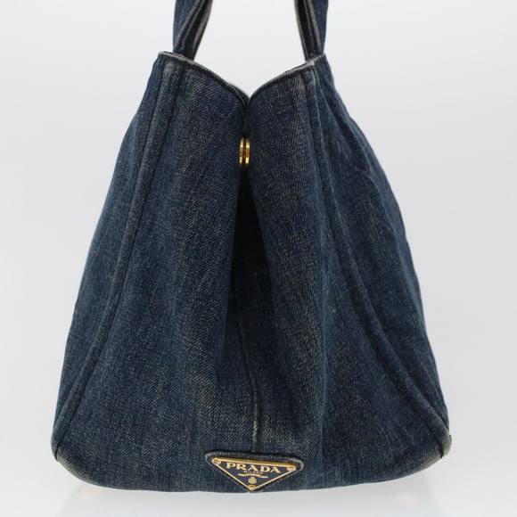 PRADA Canapa Hand Bag Canvas Blue Auth 47694 - Picture 3 of 16